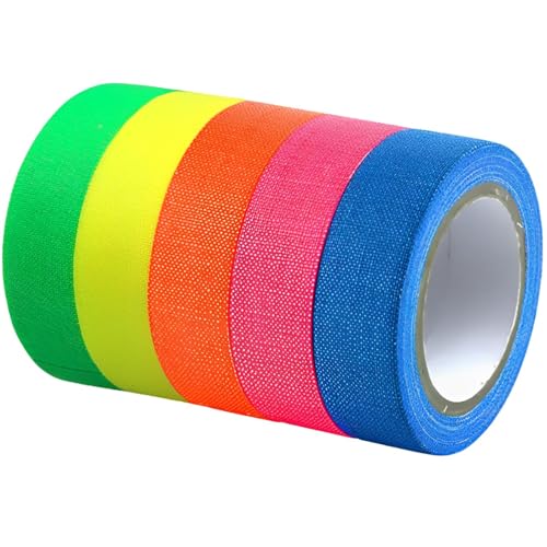 【送料無料】fogman ビニールテープ 紙テープ カラーテープ 蛍光テープ ガッファー 光る 5色セット