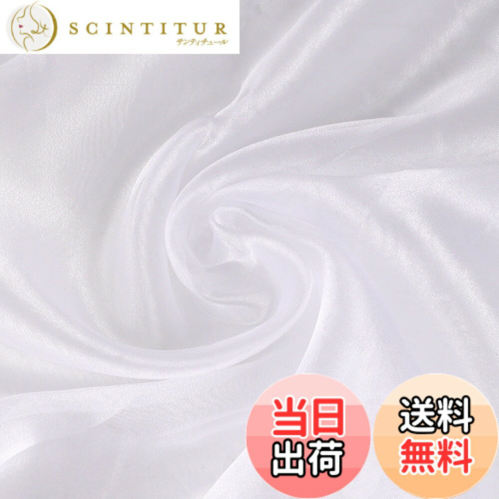 【送料無料】DERAYEE オーガンジー 生地 輝き グラデーション 透明 約145cmx200cmカット 織物 薄手 肌触りの良い 選べる19色 風通し キラキラ 手作り DIY 裁縫 手芸 贈り物 色：ピュアホワイト、サイズ：2M