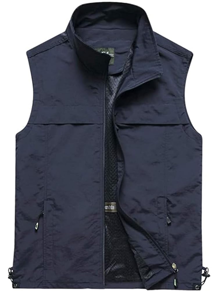 【送料無料】Moilyuko ベスト メンズ アウトドアベスト カメラマン フィッシング 釣り 撮影 メッシュ 軽量 多機能 UVカット 速乾通気 春 夏 秋 Mo108 色：ネイビー、サイズ：3XL