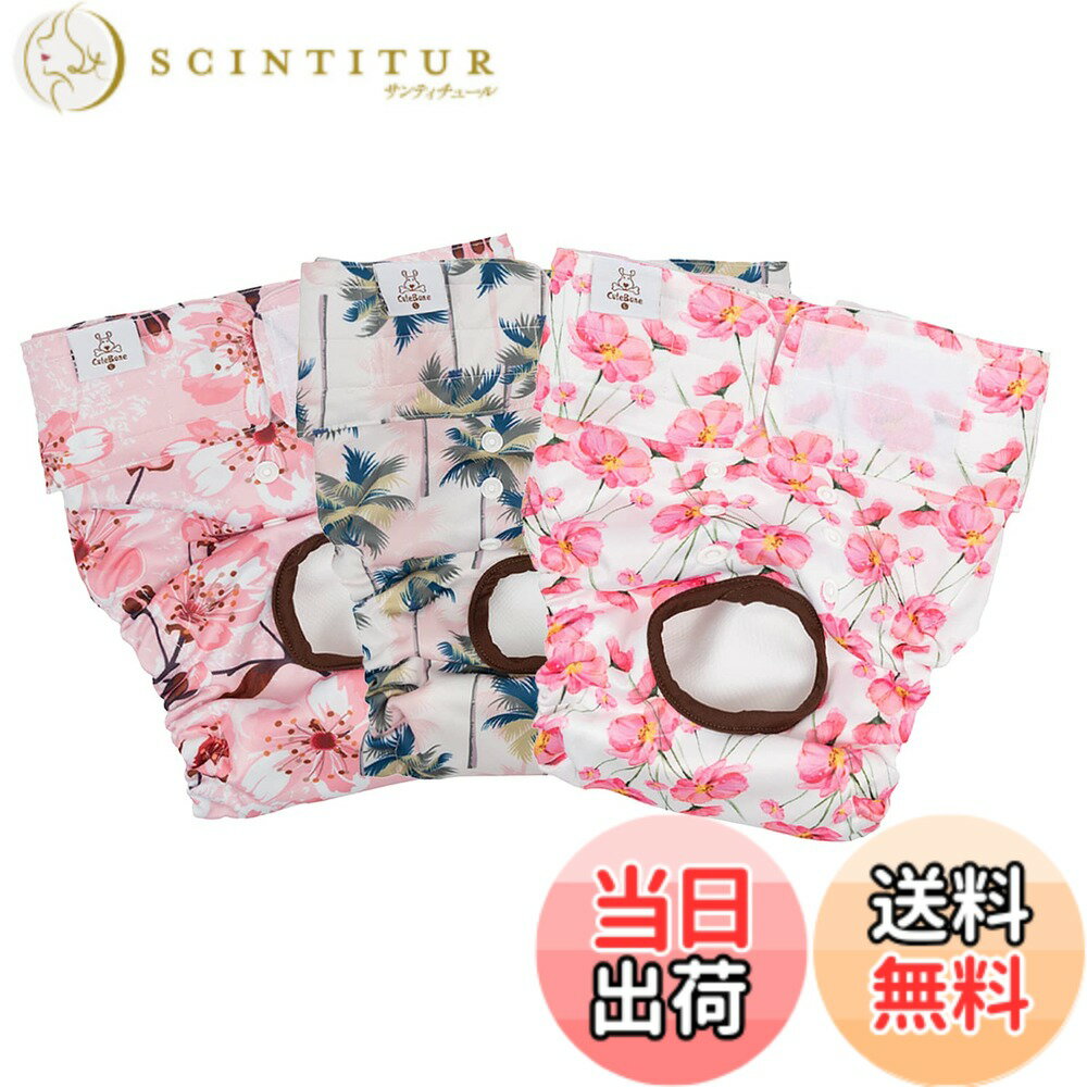 【送料無料】CuteBone 犬 おむつカバー 布 ミス 生理 パンツ 雌犬 お出掛け 散歩便利 中小型犬用 色：D23、サイズ：S