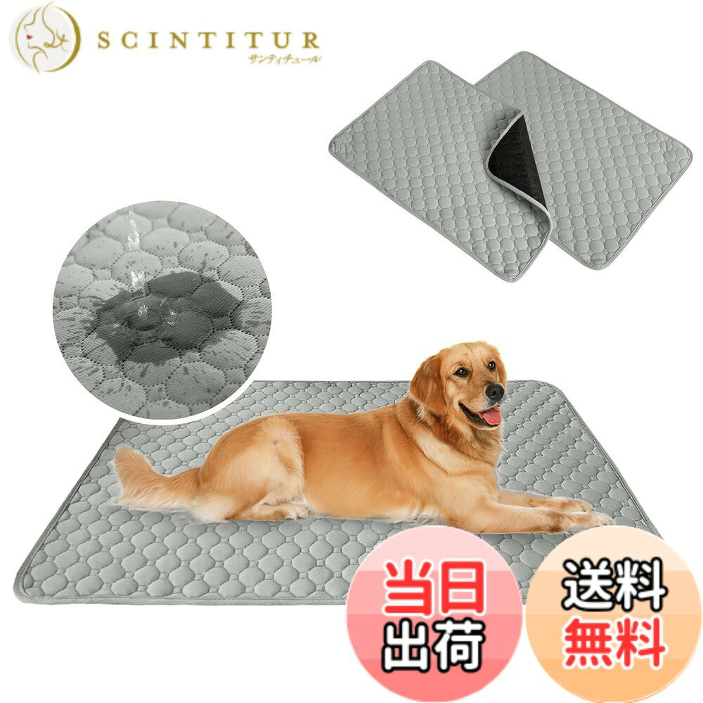 【送料無料】【2枚セット】Dnzzs ペットシーツ 洗える 超吸収 四重構造 漏れ防止 犬 おしっこマット 滑り止め加工 速乾 トイレシート 抗菌消臭 介護 ペットマット 猫 丸洗い可能 繰り返し使える 色：ライトグレー、サイズ：50*70CM2枚セット