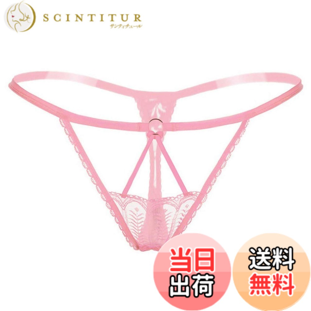 【送料無料】BUZZxSELECTION(バズ セレクション) Tバック 下着 シースルー 花柄 刺繍 セクシー ランジェリー レディース TV052 色：02 ピンク、サイズ：Free Size