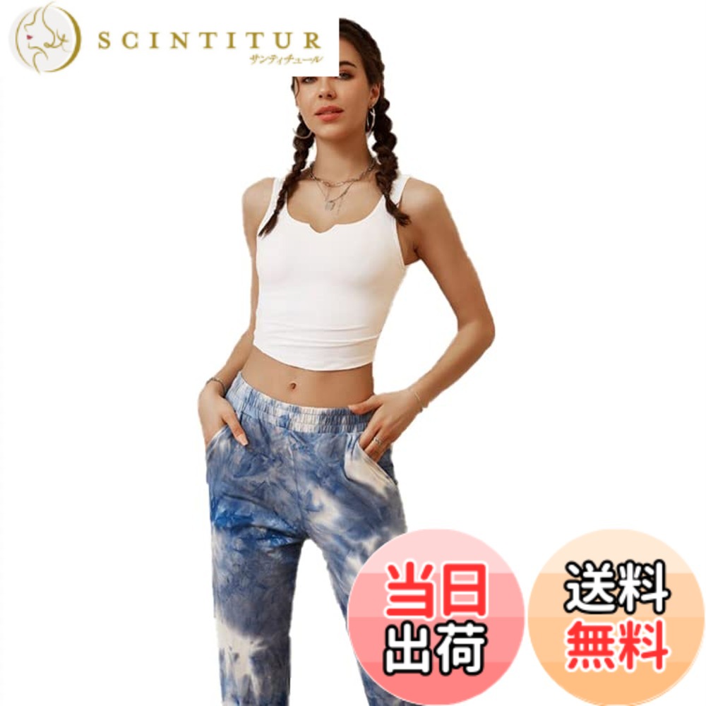 【送料無料】[SEYIXU] ヨガウェア ノースリーブ タンクトップ レディース Tシャツ トップス スポーツウェア ショート丈 へそ出し フィットネス トップス パット付き おしゃれ トレーニング ジム ヨガシャツ 色：Aタイプ-ホワイト、サイズ：LL
