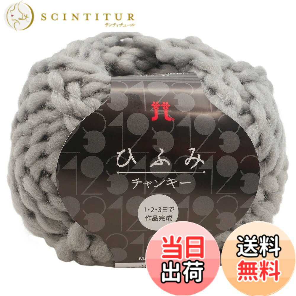 【送料無料】ハマナカ 手編み毛糸 ひふみチャンキー 超極太 40g 約 36m 2550 色：グレー、サイズ：40g玉巻(約36m)