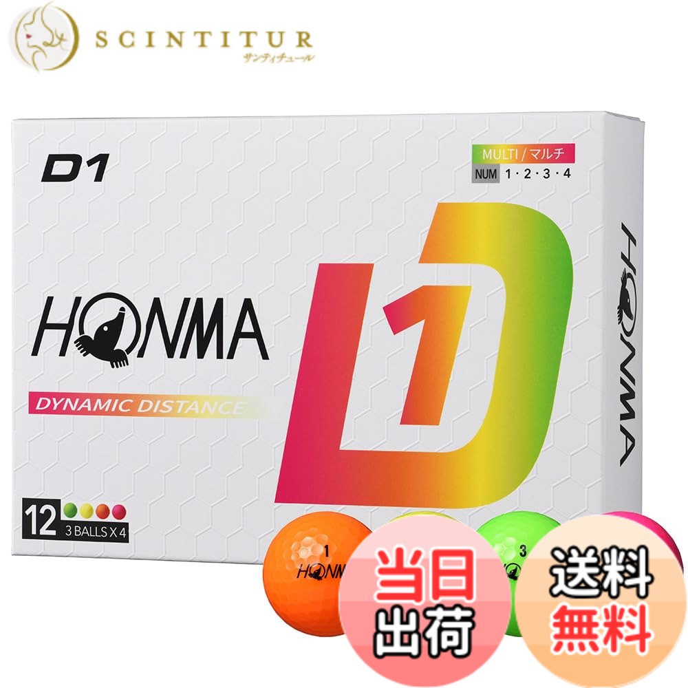【送料無料】ホンマ(HONMA) 1ダース(12球入) ゴルフ 公認球 D1 Ball 2024 色：マルチ、サイズ：FF