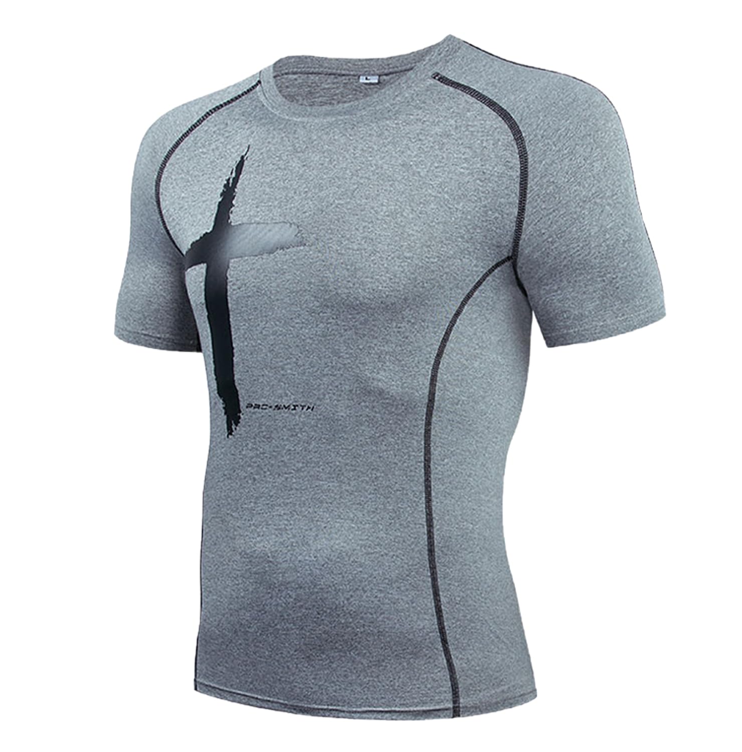 【送料無料】[Tersila] メンズ 半袖 コンプレッションウェア スポーツインナー コンプレッションシャツ ジムtシャツ ストレッチ 半袖 細身 フィットネス トレーニング 筋トレ スポーツ おしゃれ [UVカット・吸汗速乾] 色：1093-ライトグレー、サイズ：M