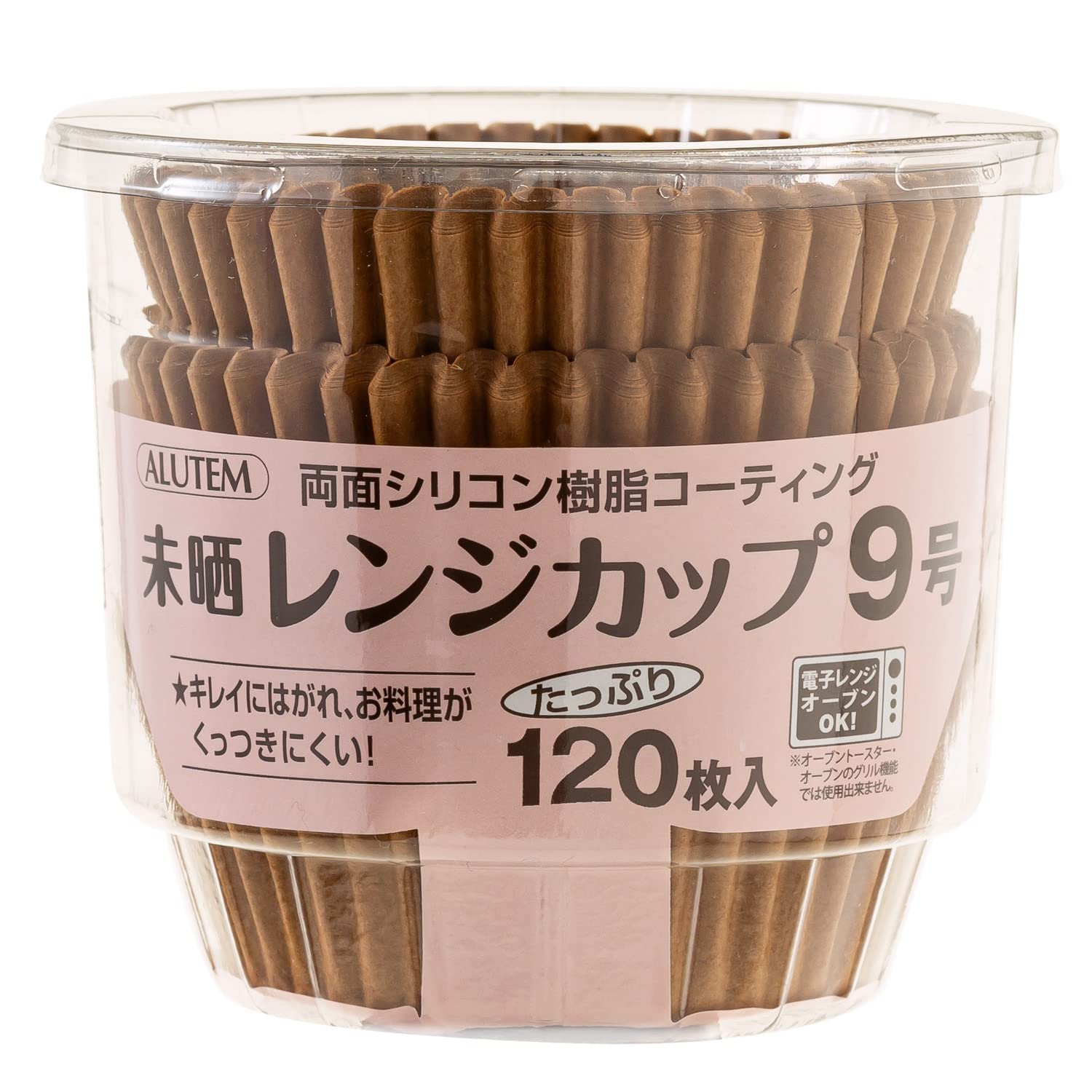 商品情報商品の説明●紙にシリコン樹脂コーティングしており、お料理がくっつきにくく、使いやすく便利な未晒しレンジカップです。●オーブンで調理を、電子レンジで手軽に温めが出来てとても便利です。●従来品よりも、深さ・底径・容量が大きく高さがあるので、こぼれづらく、より使いやすくなっています。●お弁当に、焼き菓子に、揚げ物に、多用途にお使いいただけます。●かき揚げを揚げる時、具材を カップに入れると、バラけずにキレイに仕上がります。●シリコン樹脂コートなので、マフィンを焼いてもきれいにがれやすいです。●透明のブリスターケースに入っています。●形状が崩れづらく、蓋をすることで衛生面でも優れ、保管しやすくなっています。主な仕様 本体サイズ（1枚あたり）：底径5.5×高さ3.2cm素材：両面シリコン樹脂加工紙耐熱温度：250度(20分)電子レンジ・オーブン対応　※オーブントースター・オーブンのグリル機能では使用できません。本来の用途以外には使用しないでください。直火では絶対に使用しないでください。また熱源に触れたり、空焼きすると燃えることがありますので十分ご注意ください。お子様の手の届かない場所に保管してください。