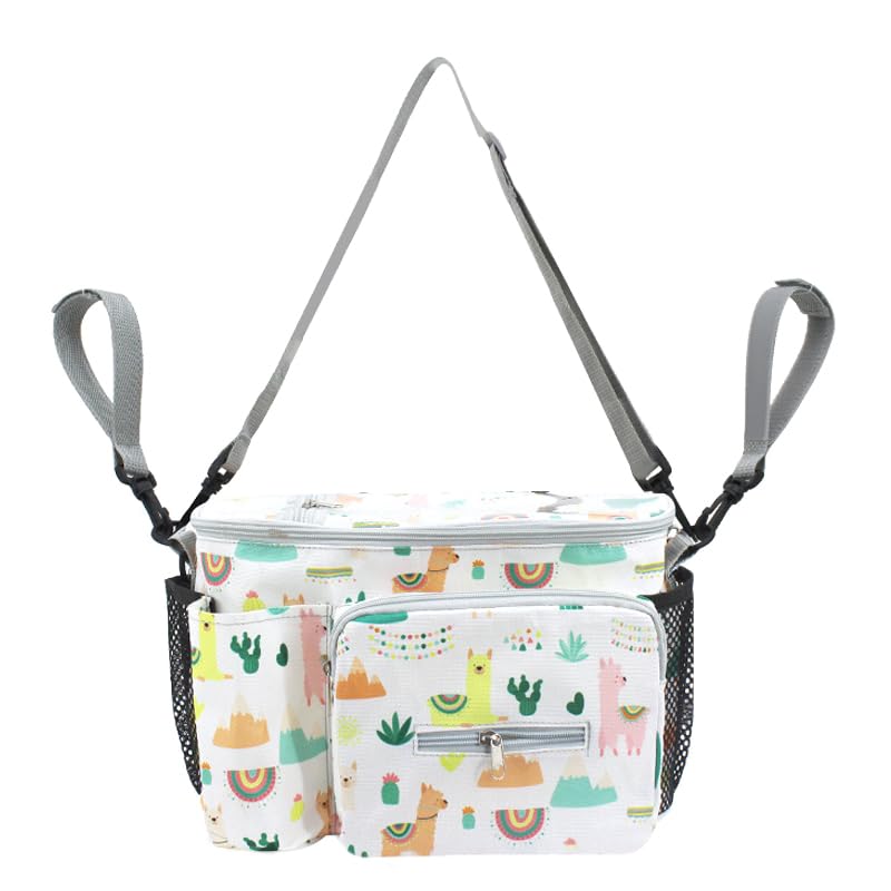 【送料無料】MAQKONベビーカー マザーズバッグ トートバッグ おむつポーチ 哺乳瓶 スマートフォン 収納 転倒防止 2way 滑り止め 撥水 大容量 多機能 (ブルー+ホワイト)