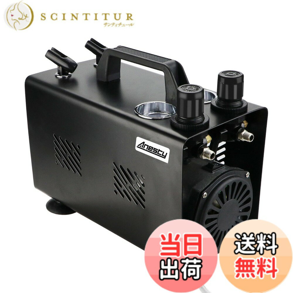 【送料無料】Anesty 2in1 エアブラシ コンプレッサー セット エアブラシ用 ワンタッチで色替え 圧力を個別に調整できる独立したエアレギュレーター2個付き AHPTrunk-C エアーブラシ