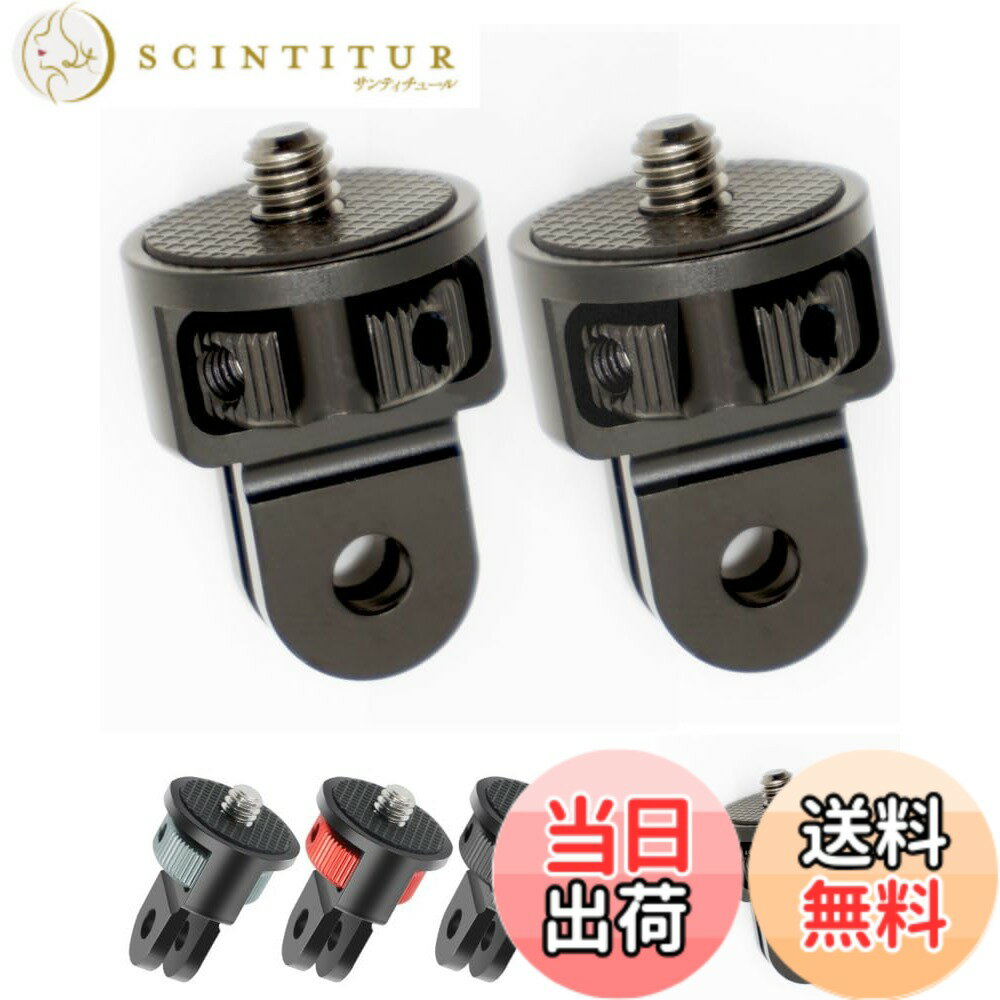 【送料無料】YAAAM アルミ合金 1/4ネジ 変換アダプター for GoPro規格 (プレミアムsports, 1/4PSports-ブラック2個)