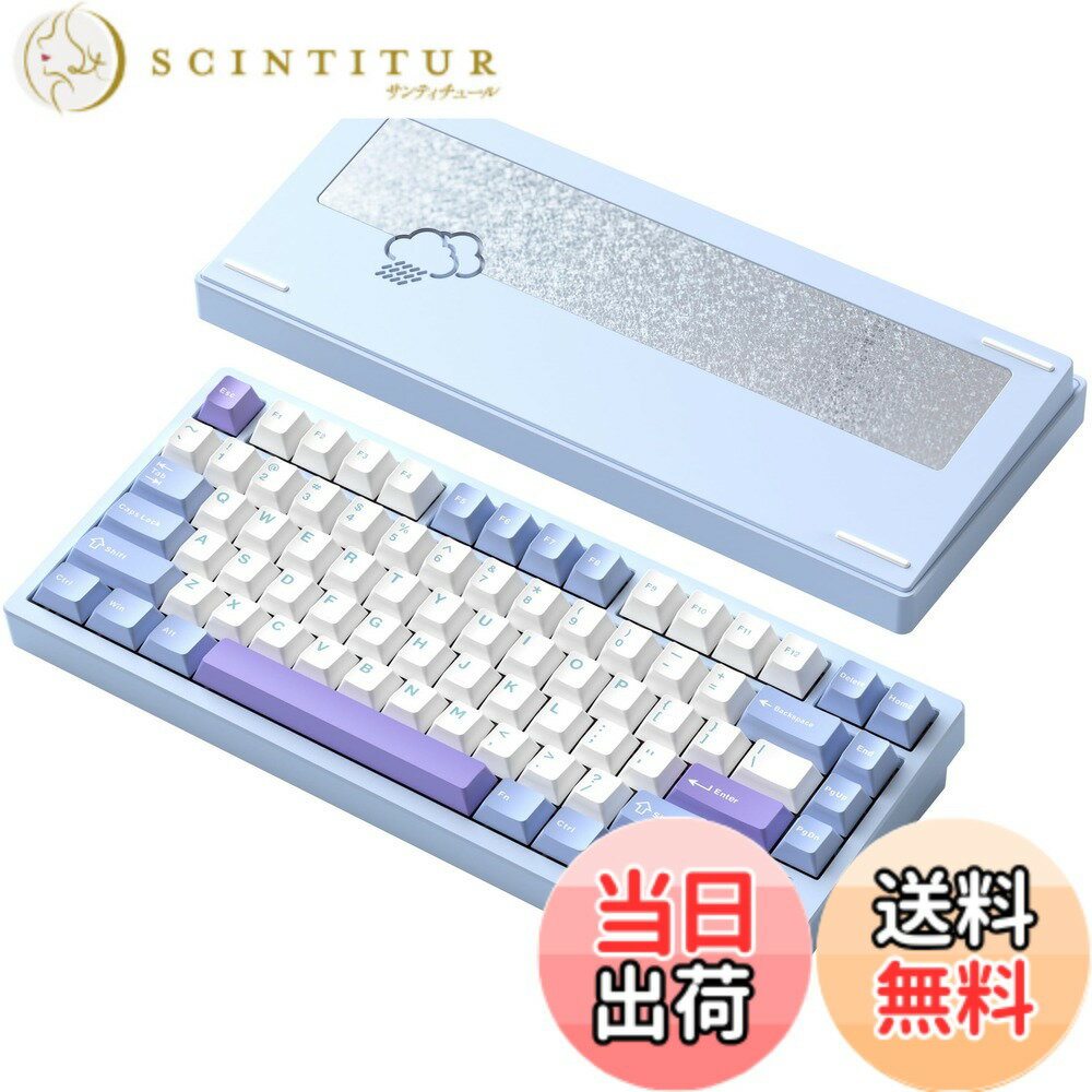 【送料無料】【WOBKEY Rainy 75キーボード】雨音のような打鍵音 メカニカルキーボード 3WAY接続 OS互換性 ホットスワップとVIAの対応 カスタマイズ性 ガスケットデザイン アルミニウム素材使用 RGBバックライト (Pro系モデル ブルーPro)