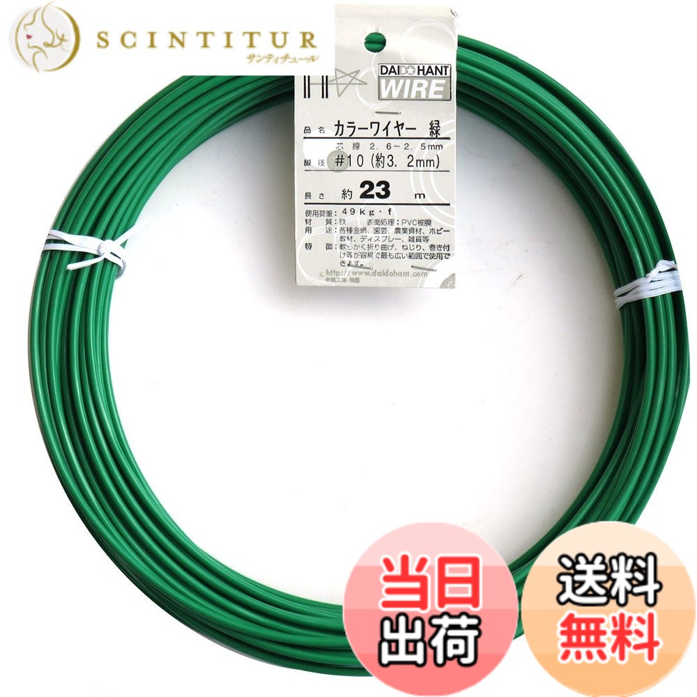 【送料無料】ダイドーハント (DAIDOHANT) 針金 [ビニール被覆] カラーワイヤー グリーン ( 緑 ) [太さ] #10 (3.2 mm x [長さ] 23m 54012