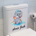 【送料無料】WOHAHA トイレシール かわいい小象 ウォールステッカー please flush 便器 ステッカー 可愛い動物たち 便器 シール トイレすてっ...