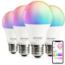 【送料無料】【 Alexa認定】DiCUNO スマート電球 E26 LED電球 60W相当 9W 800lm 調光調色 Alexa Google 対応 電球色・昼白色 マルチカラー 1600万色 RGBCW 広配光 Wi-Fi Bluetooth接続 ハブ不要 PSE認証済み 4個入