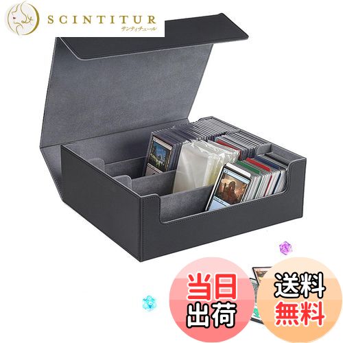 【送料無料】DFsucces デッキケース マグネット式 トレカケース 1800枚収納 大容量 PUレザー製 標準ゲームカード用PUレザーキャビネット 硬質ケース 防水 (ブラック)