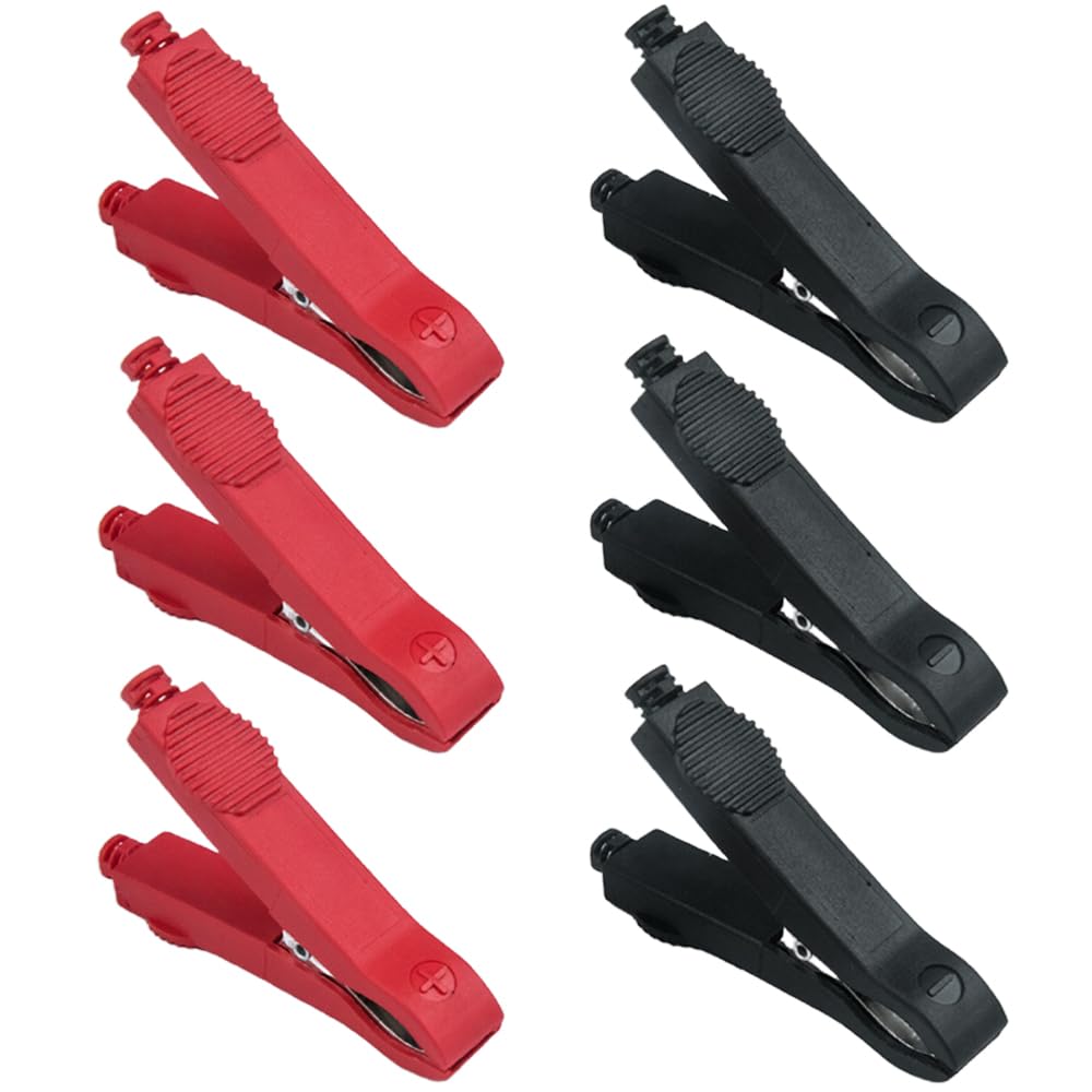 【送料無料】ESJNNK ワニ口クリップ 6個セット 絶縁クリップ 35A 78mm 電圧テストクリップ 赤/黒 電源..
