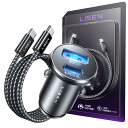 【送料無料】LISEN【超Miniサイズ】54Wしがーソケット USB 急速充電 車 充電器 シガーソケット USB Cタイプ の60W C-Cケーブル バイク...