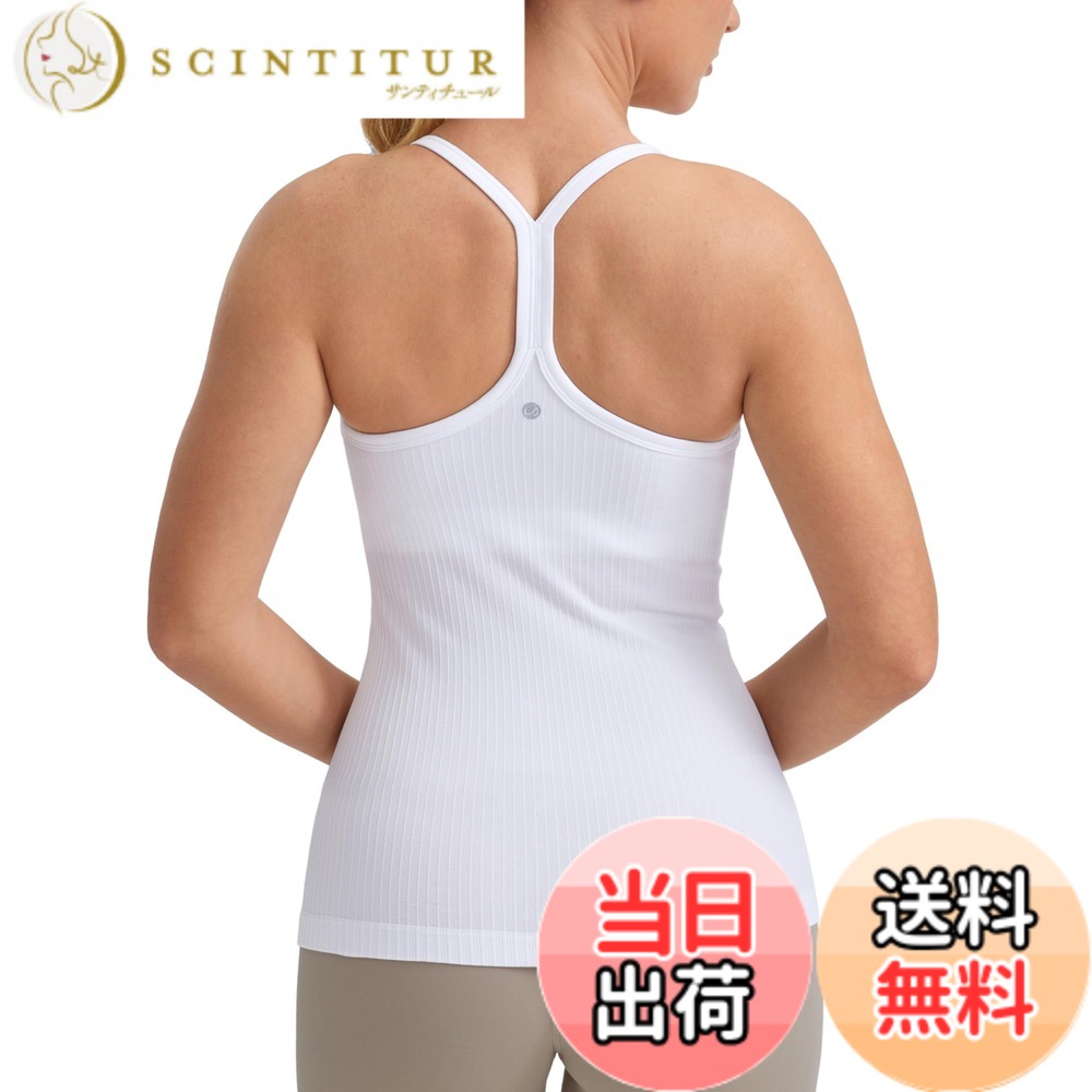乐天商城 - 【送料無料】[CRZ YOGA] ヨガウェア レディース タンクトップ スポーツ キャミソール 速乾 リブ編み パッド付 Yバック フィットネストップス ホワイト1 L
