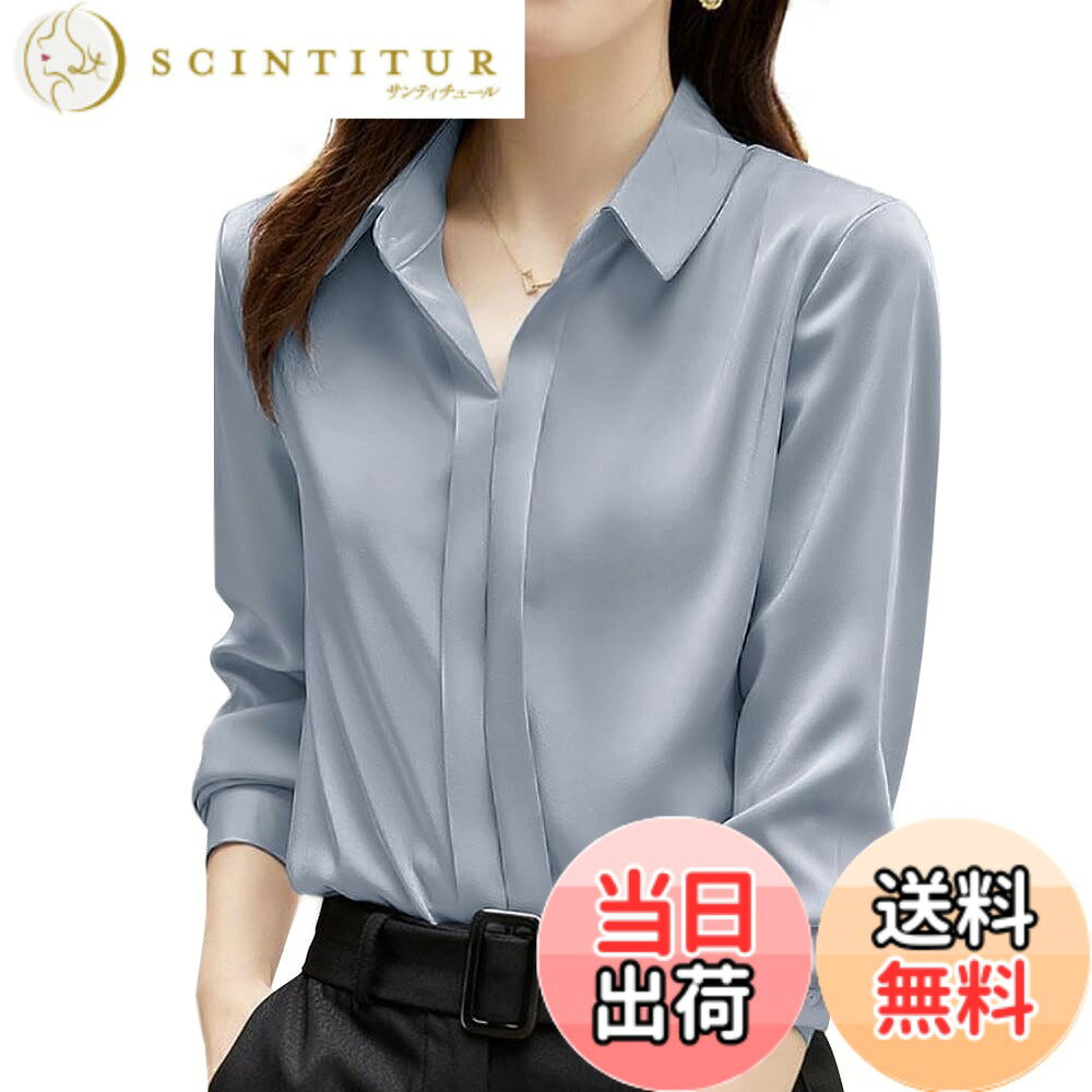 【送料無料】[Ladyangel] シャツ ブラウス レディース サテン トップス 長袖 タック 折 ...