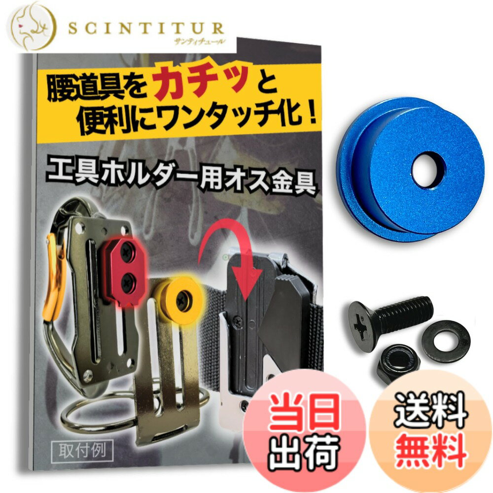  オス金具 セフティ金具 ワンタッチ工具ホルダー用取付金具 スリムホルダー対応 セフティホルダー (アクアブルー, 1個入り)