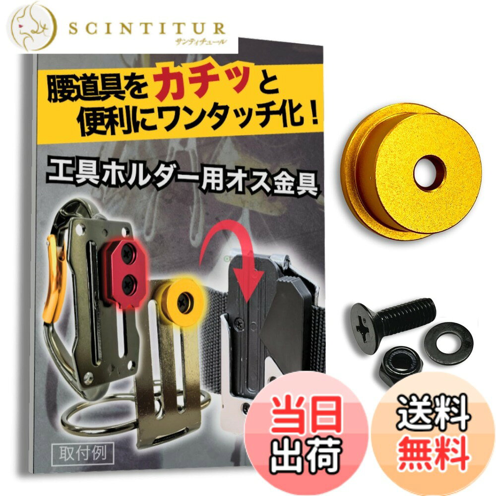  オス金具 セフティ金具 ワンタッチ工具ホルダー用取付金具 スリムホルダー対応 セフティホルダー (イエローゴールド, 1個入り)