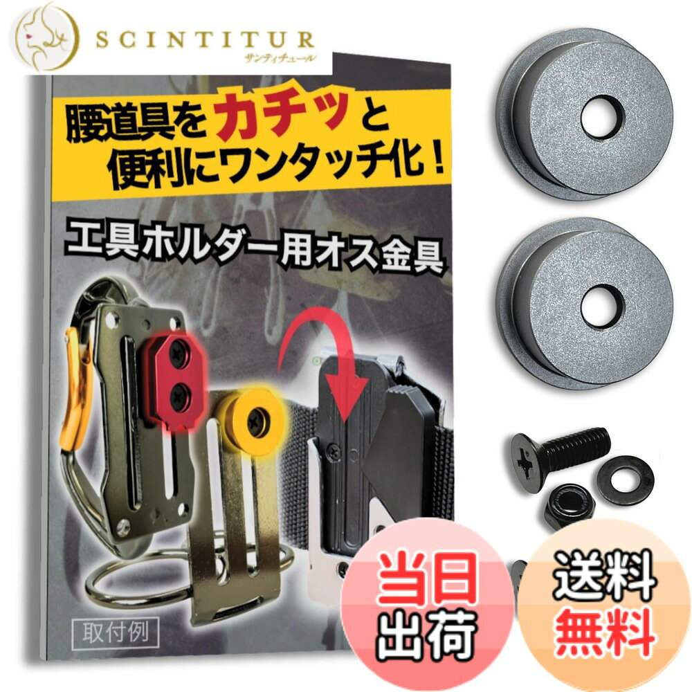  オス金具 セフティ金具 ワンタッチ工具ホルダー用取付金具 スリムホルダー対応 セフティホルダー (ストーングレー, 2個セット)