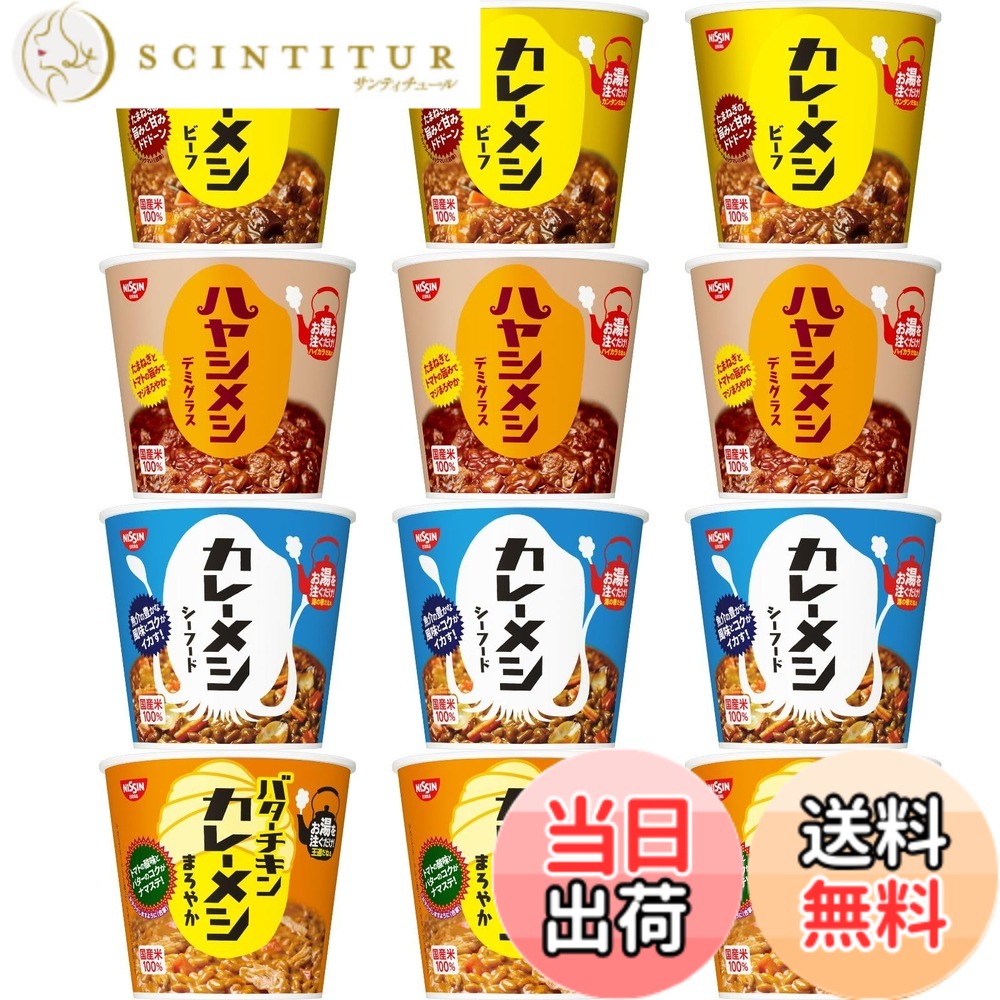 【送料無料】カレーメシ 3種＆ハヤシメシ 人気4種x各3食 計12食 バラエティ アソートセット 日清食品 インスタント 詰め合わせ