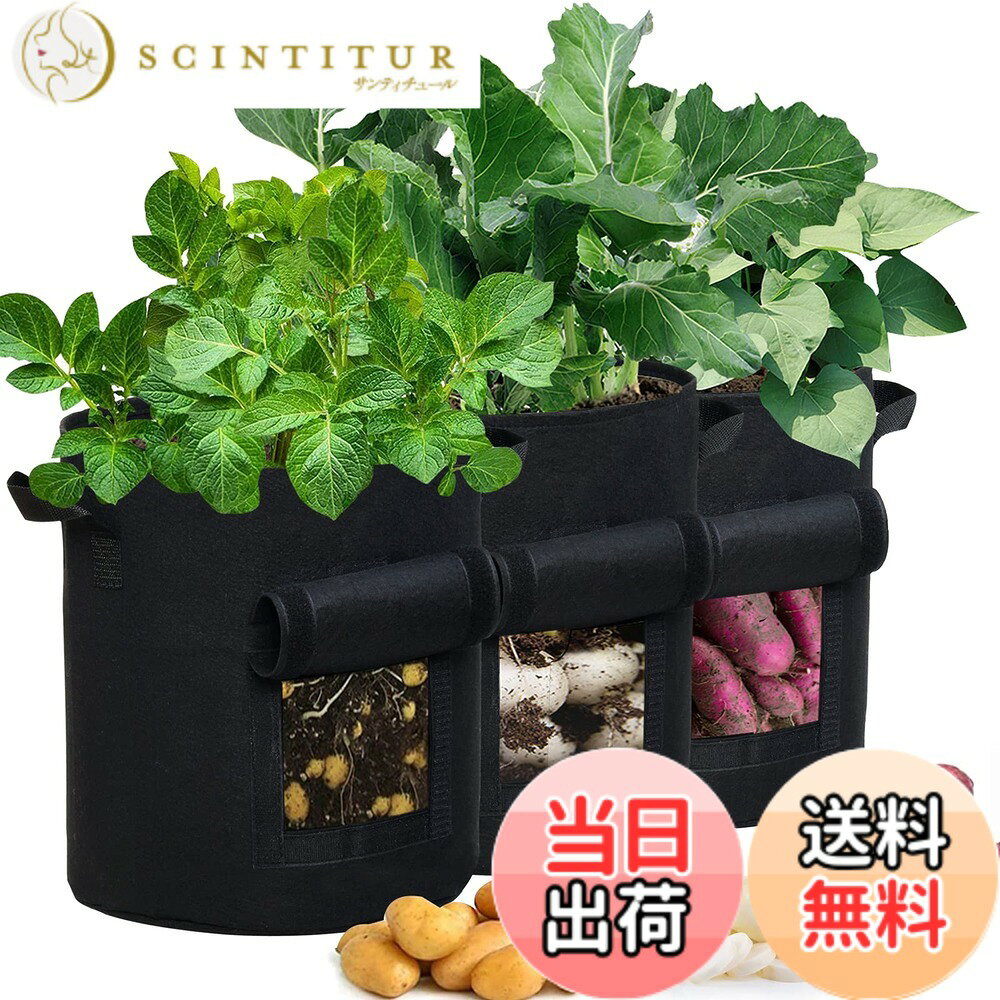 【送料無料】3個セット 7ガロン プランター 布鉢 栽培袋 窓がある 黒 フェルト 不...