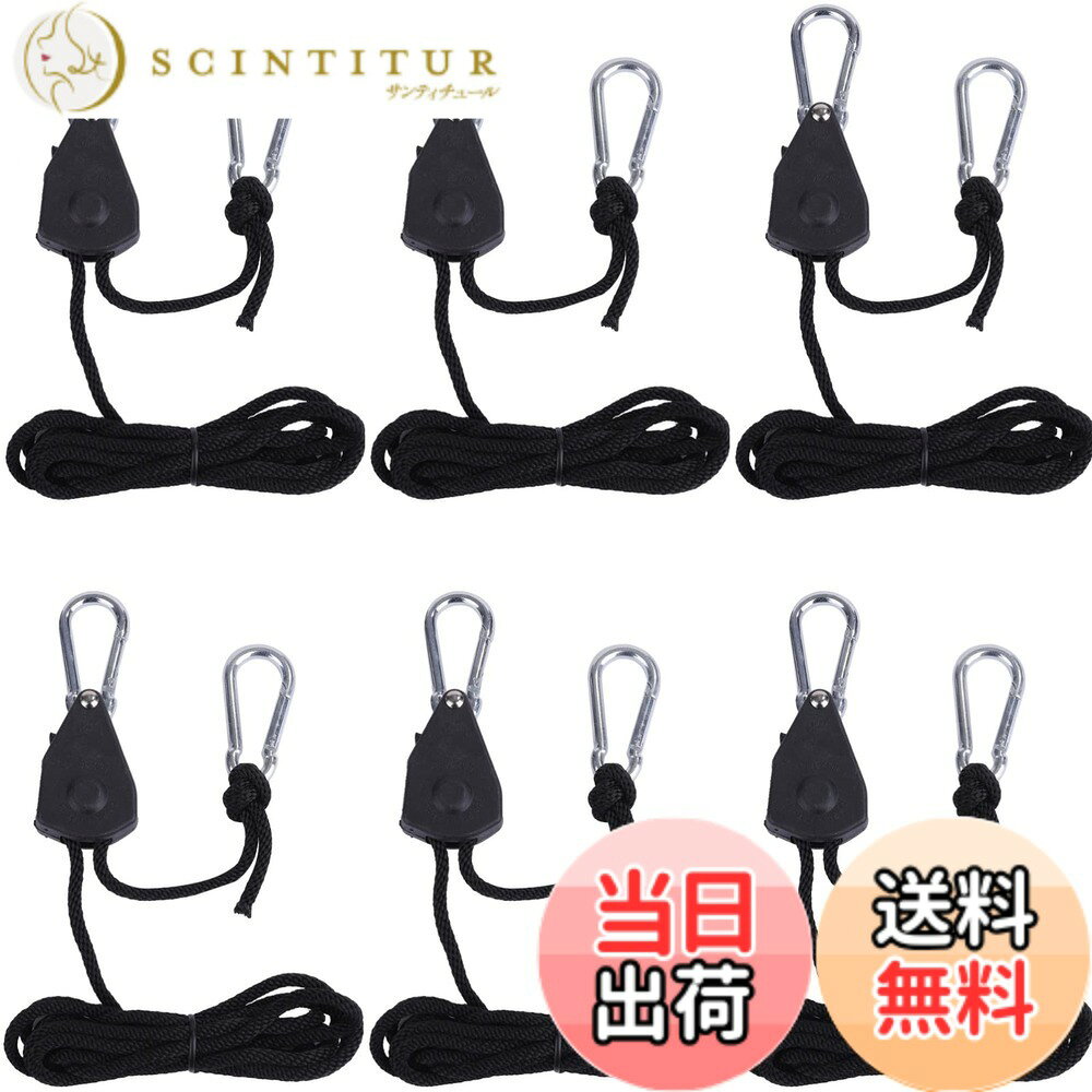 【送料無料】ルボナリエ ロープラチェット 荷造りベルト ロープタイトナー キャンプ用品 ロープテンショナー ロープハンガー カラビナ 吊り下げ 耐荷重 68kg/対 6個 セット (ブラック) scintitur-10180961 サンティチュール パッケージ画像