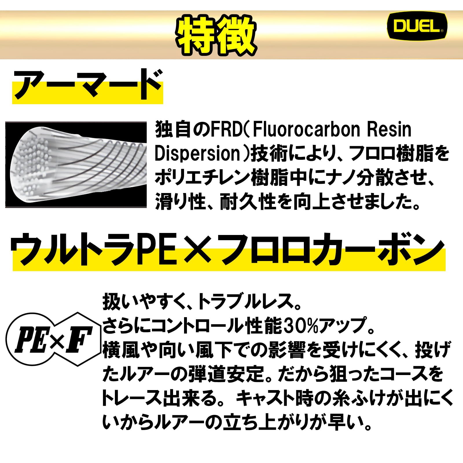 【送料無料】DUEL(デュエル) PEライン 0.6号 アーマード F+ 150M 0.6号 GY ゴール...