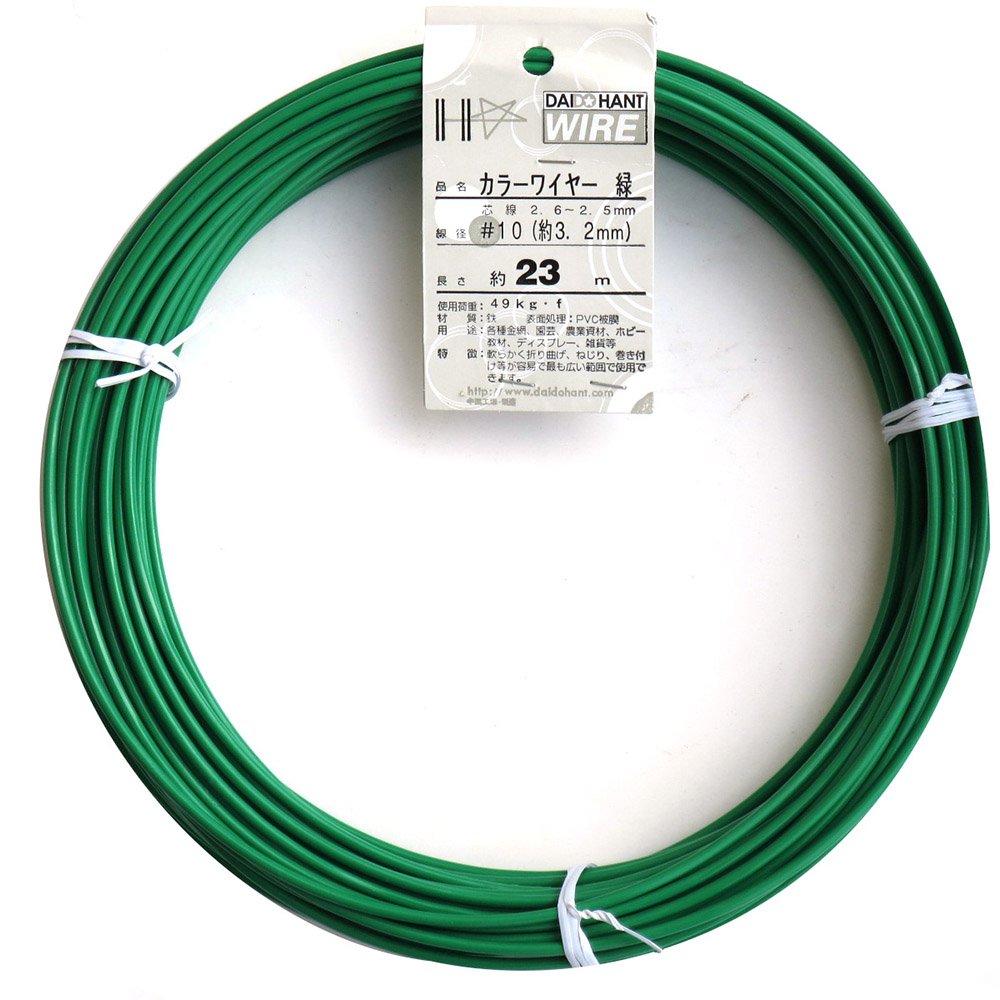 【送料無料】ダイドーハント (DAIDOHANT) 針金 [ビニール被覆] カラーワイヤー グリーン ( 緑 ) [太さ] #10 (3.2 mm x [長さ] 23m 54012