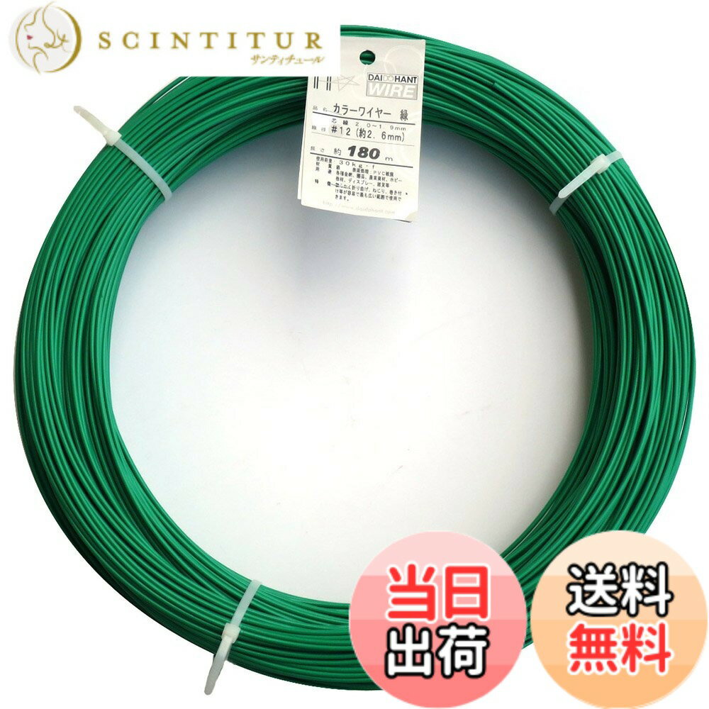 【送料無料】ダイドーハント (DAIDOHANT) 針金 [ビニール被覆] カラーワイヤー グリーン ( 緑 ) [太さ] #12 (2.6 mm x [長さ] 180m 10155468