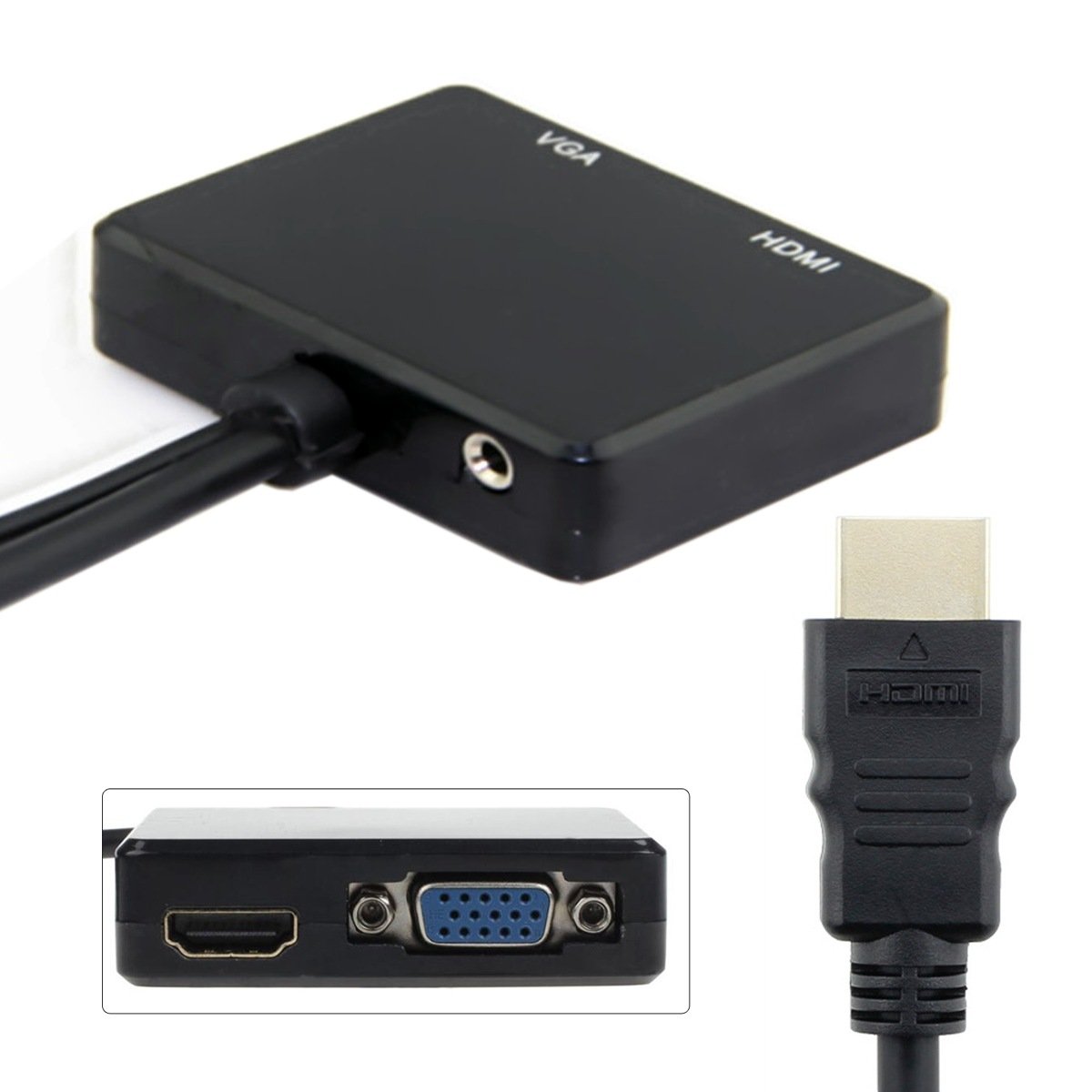 【送料無料】JSER HDMI - VGA & HDMIメススプリッター オーディオビデオケーブルコンバーターアダプター付き HDTV PCモニター用 scintitur-10871144 サンティチュール サンプル画像3