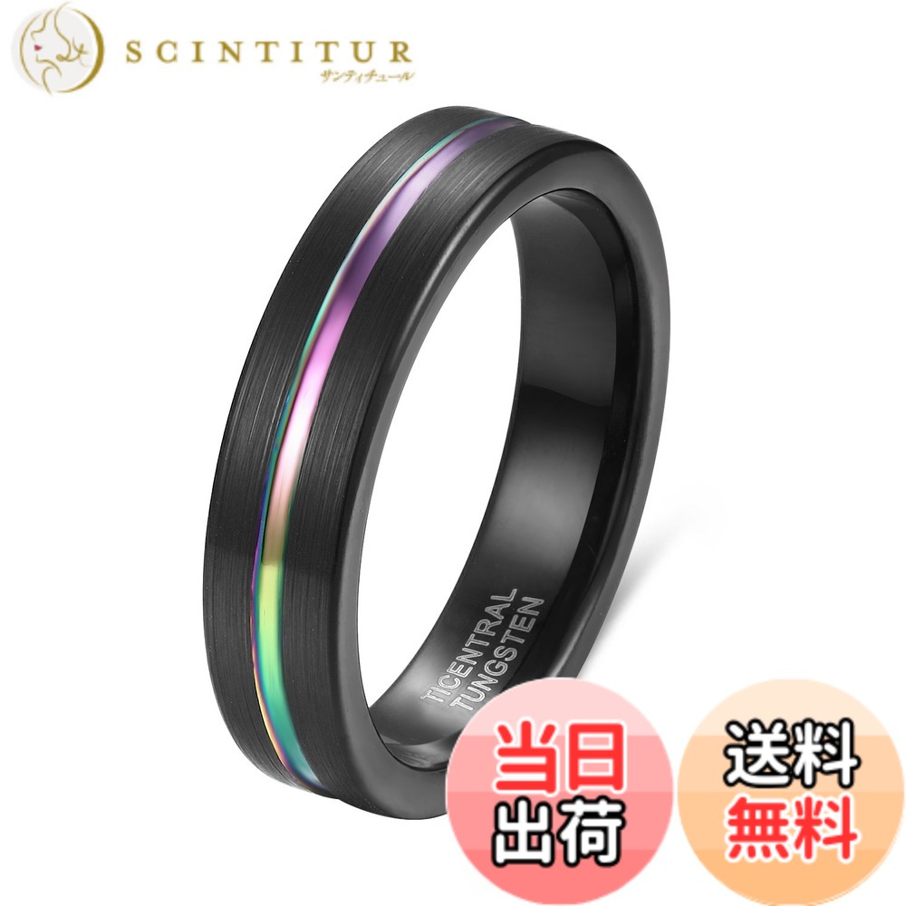 【送料無料】TICENTRAL タングステン リング メンズ レディース 指輪 5mm ヘアライ...