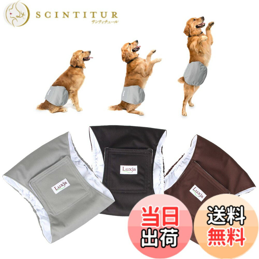 【送料無料】Luxja 犬用マナーベルト 男の子 メッシュ 防水 伸縮性 3点セット マーキング お漏らし オシッコ対策 お出かけ しつけ 介護用(XL,黒+グレー+コーヒー色)