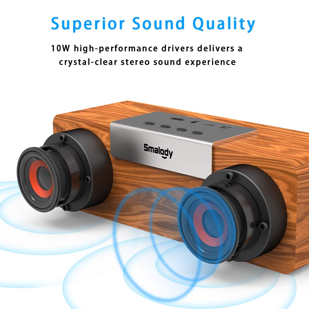 【送料無料】Bluetooth スピーカー, Smalody 10W木製ワイヤレススピーカー /持ち運びに便利/デュアルドライバー/でステレオサウンド/ハンズフリー/TFカード/AUX線対応 搭載 iPhone Android タブレット pcなど対応 scintitur-10097953 サンティチュール サンプル画像3