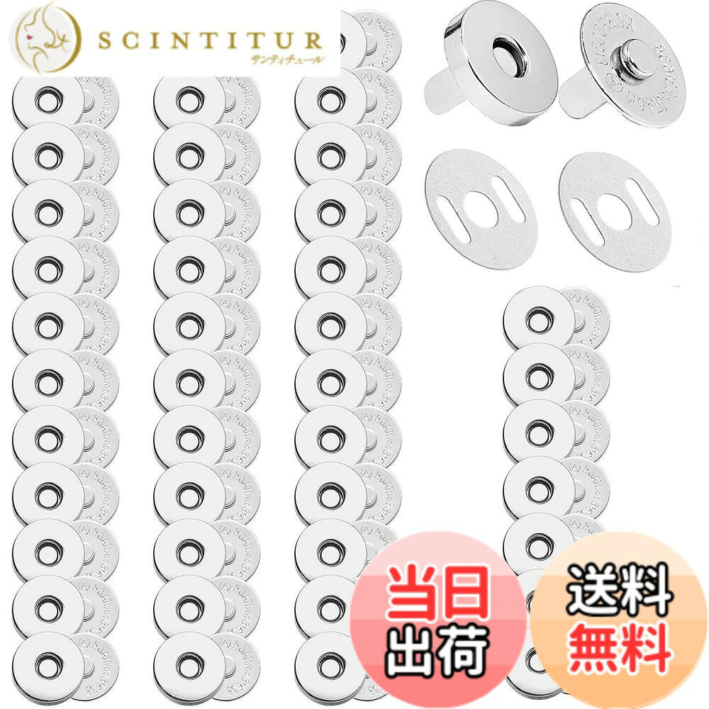 【送料無料】DERAYEE 磁気ボタン 差込式 留め具 DIY 手作り 50組 (シルバー, 18mm)