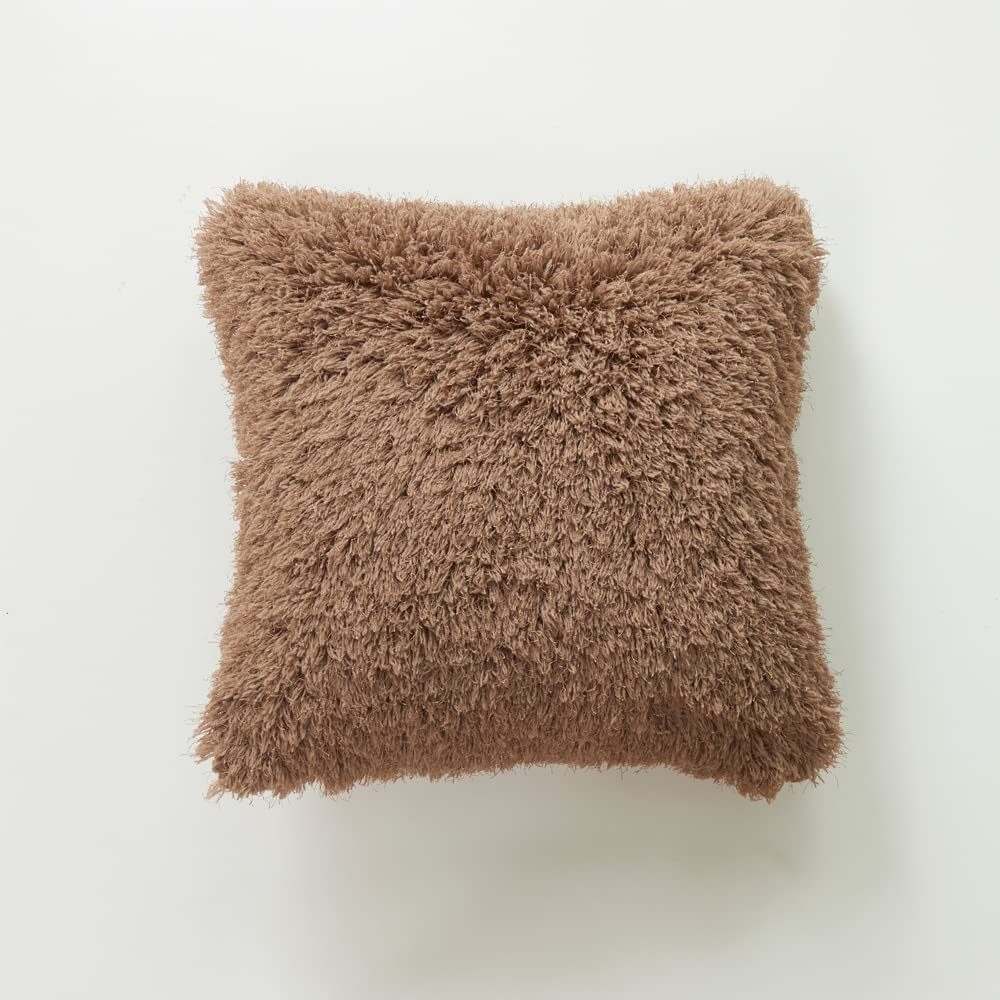 【送料無料】YunJeude クッションカバー 45x45cm 北欧 2枚セット フェイクファー ベルベット ロングファー ファスナー おしゃれ 可愛い インテリア飾り ふわふわ 長いシャギー (ライトコーヒー, 45x45) scintitur-10912845 サンティチュール サンプル画像3