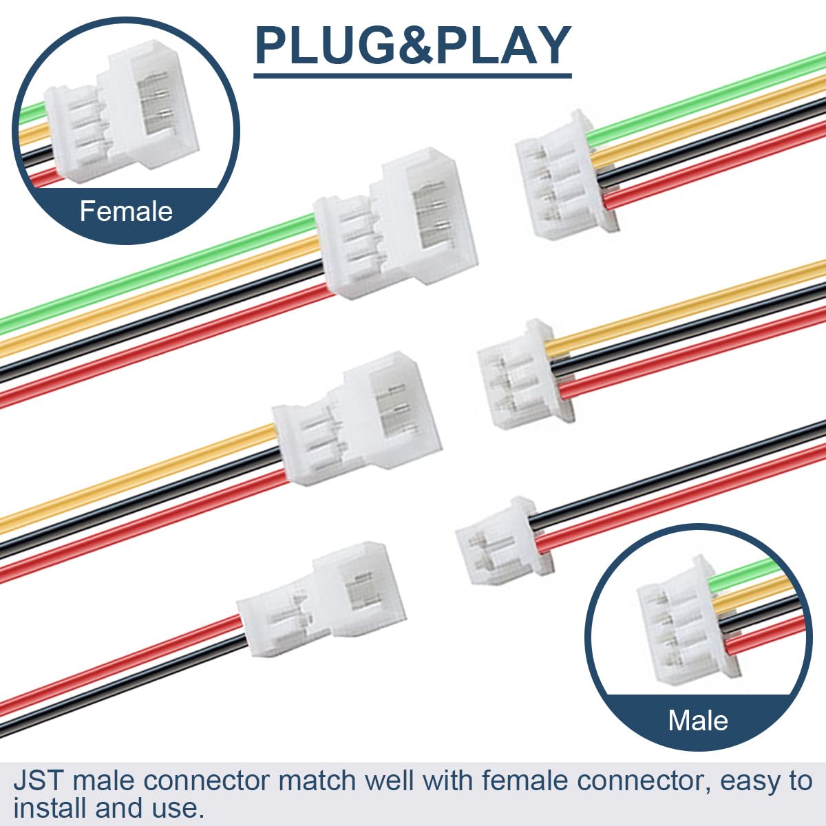 【送料無料】DAOKAI 10ペア 26AWG JST 1.25mm 2/3/4ピンコネクター メス&オスプラ...