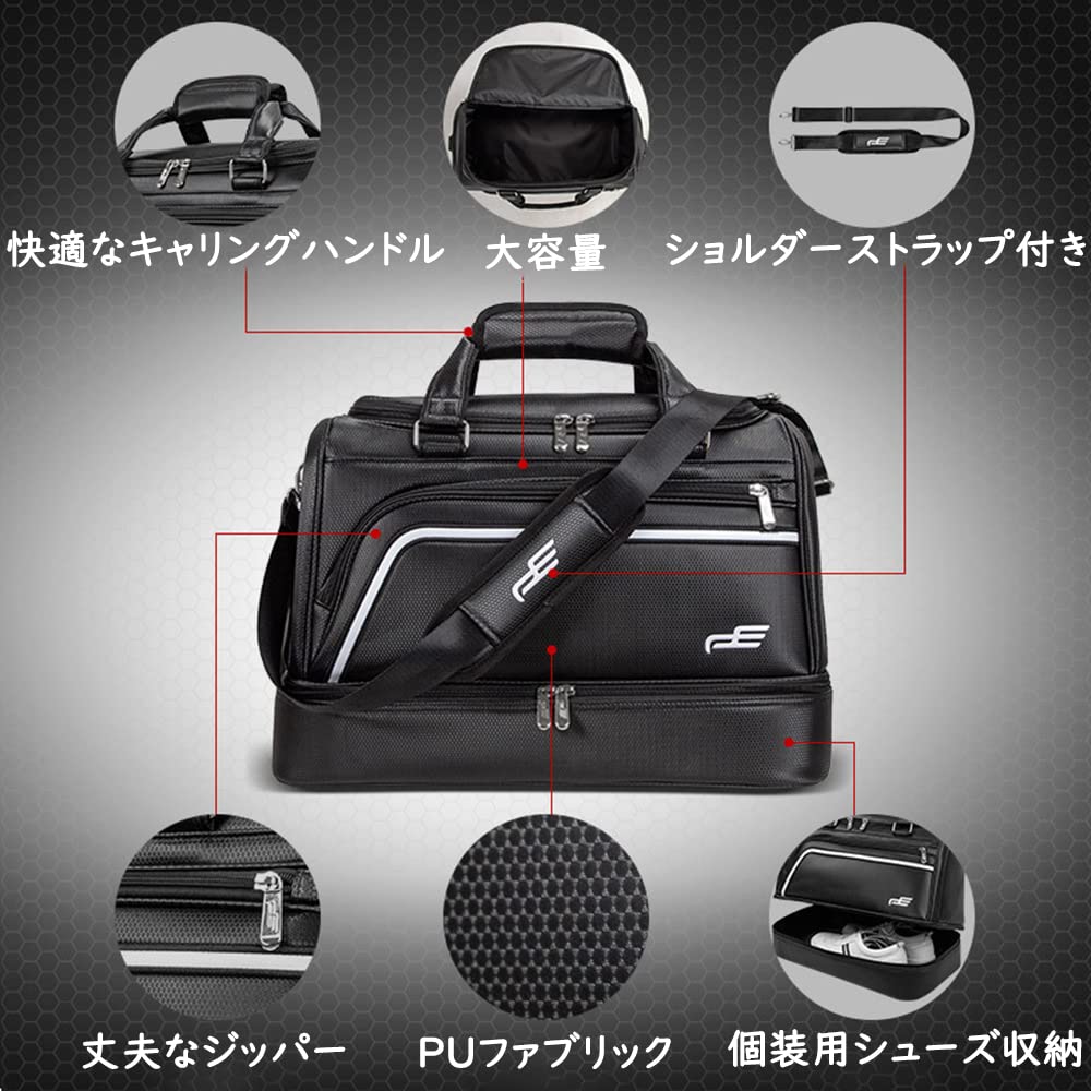 【送料無料】PlayEagle ゴルフ ボストンバッグ 二層式 ゴルフトートバッグ PUレザ...