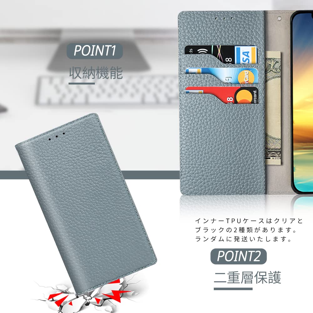 【送料無料】TENSIK iPhone14plus 用の ケース 手帳型 アイフォン14プラス 用の ケース 高級牛本革 アイホン14plus 用の スマホケース マグネット式 携帯カバー 財布型レザー 手帳型カバー本革 スタンド機能 カードポケッ ストラップ付き トギフトボックス付き ブルーx scintitur-10926499 サンティチュール サンプル画像3