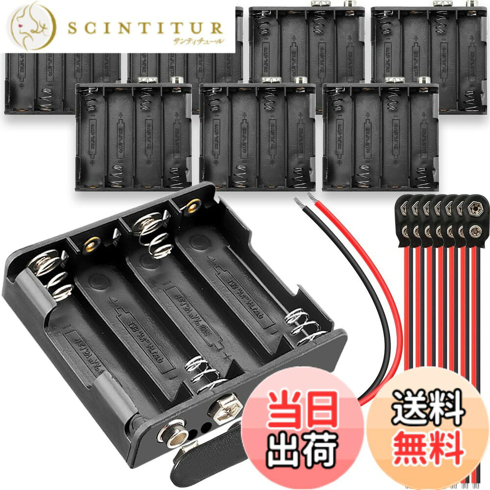 商品情報商品の説明仕様: バッテリーモデル: AA バッテリ コンパートメント スロットの数: 4 本体サイズ: 2.44 x 2.24 x 0.59 インチ / 6.2 x 5.7 x 1.5cm (長さx幅x高さ) 出力電圧：DC 6V 材質：プラスチックABS スナップ コネクタ ワイヤ ワイヤーの長さ: 150mm/5.9インチ ワイヤーゲージ: 24 AWG 赤線：正極 黒線：負極 パッケージ内容: 4 x 4 スロット単三電池ホルダー 4xI型スナップコネクタ主な仕様 バッテリーホルダータイプ : バッテリーモデル: AA; バッテリ コンパートメント スロットの数: 4 スロット。 1.5V単三電池に適しています。出力電圧 : 4スロット単3電池ホルダー: 4 x 1.5 = 6V。 このバッテリーボックスはシリーズバッテリーボックスです。 単三電池4本の電圧値を足し合わせても電流値は変わらない。高品質素材 : プラスチックシェル、銅導体、ニッケルメッキスチールスプリングで作られており、効果的な接触、頑丈で耐久性があります。用途 : Arduinoボード、マイクロコントローラー、おもちゃ、RCカー、LEDデバイス、電子プロジェクト、その他電源が必要な場所で広く使用されています。 セントリーセーフ S3870 など、一部のセントリーセーフに適しています。 金庫に 4 つの単三電池が必要で、9v 電池を接続するためのコネクタのようなコネクタがある場合、この電池ボックスは金庫のキャビネットに非常に適しています。パッケージ内容 : 4スロット単3電池ホルダー4個。 4 個の I 型スナップ コネクタ。 これらのスナップ接続は、このバッテリー ホルダーで機能するだけでなく、9V バッテリーとも互換性があります。
