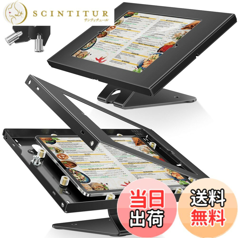 【送料無料】盗難防止｜卓上・壁掛け両用｜業務用｜タブレットスタンド｜AboveTEK 9.7~10.5インチ用｜iPadロック＆セキュリティスタンド｜カウンタートップPOSレジ｜airレジ｜360°回転式｜キオスクスタンド (黒)