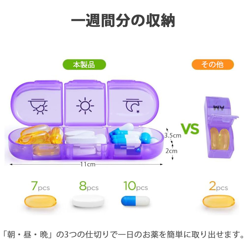 【送料無料】GOODCHI ピルケース 薬ケース 1週間 1日3回 朝昼晩に分け コンパクト 携帯用 サプリメントケース 曜日バージョン (A) scintitur-10069297 サンティチュール サンプル画像2