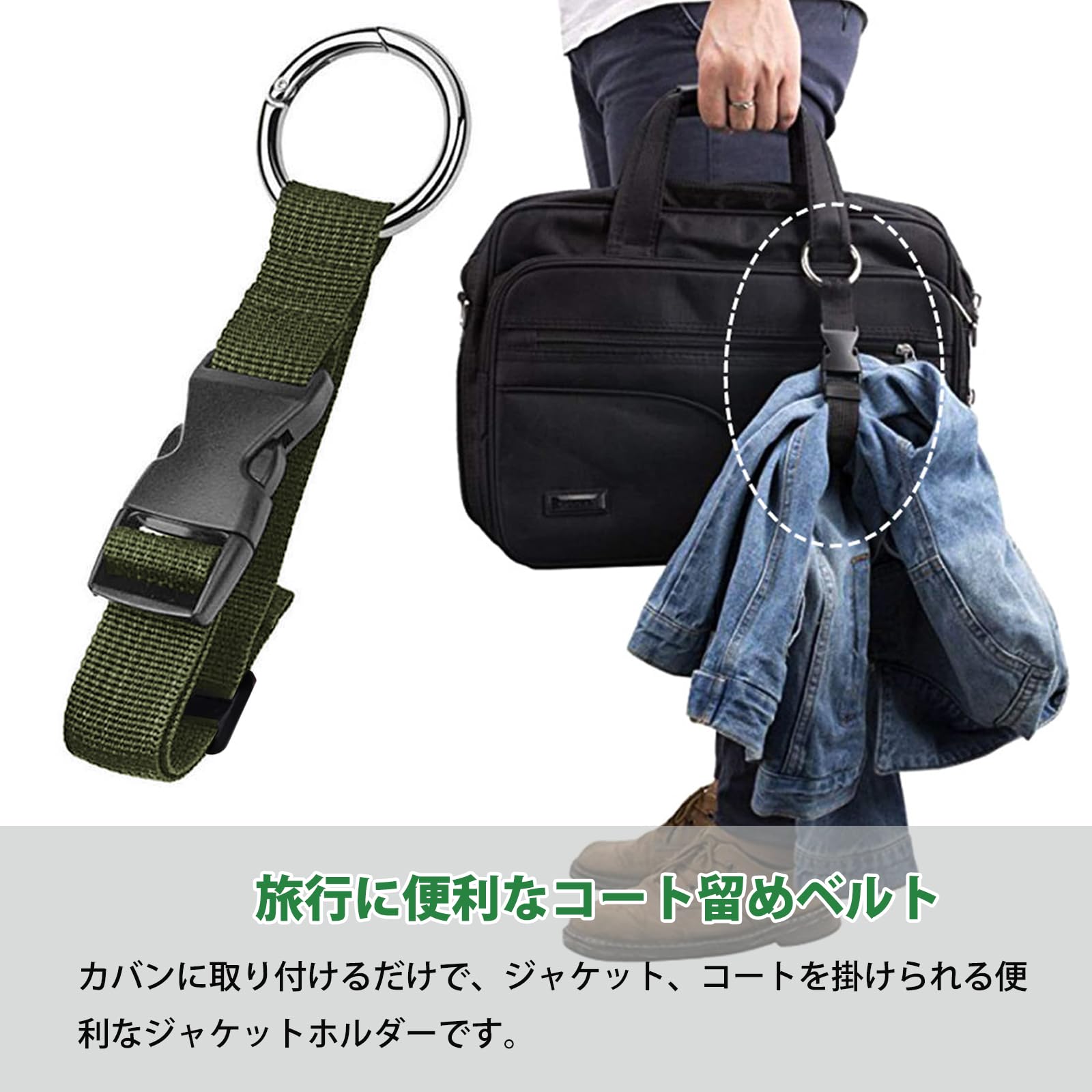 【送料無料】Haojiaho 旅行に便利なコート留めベルト 両手解放 荷物ストラップ 旅行便利グッズ バッグ、スーツケース荷物掛け 荷物結束バンド 固定用 調整可能 紛失防止 トラベル 出張 ジャケット、コートやポーチの吊り下げ用に 旅行用品 scintitur-10953573 サンティチュール サンプル画像3