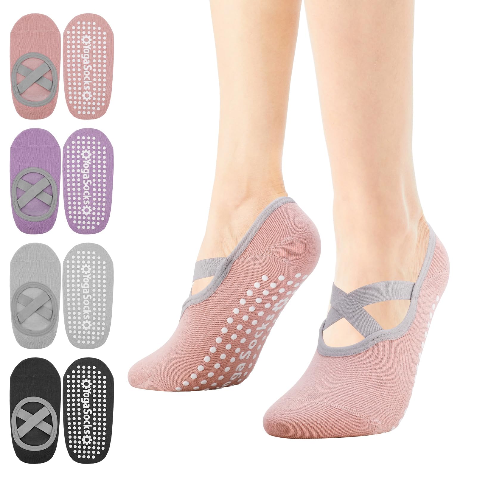 【送料無料】[girldate] ヨガソックス 4足セット ピラティス 靴下 レディース 滑り止め 通気性 耐久性 防臭 スポーツソックス ヨガ バレエ 体操 ダンス （フリーサイズ）