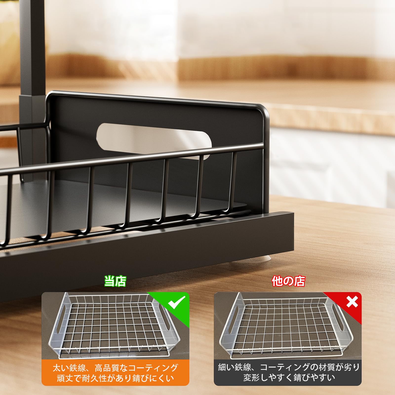 【送料無料】SIUSA シンク下 収納 スライドラック 2個セット L字型 キッチン収納 2...
