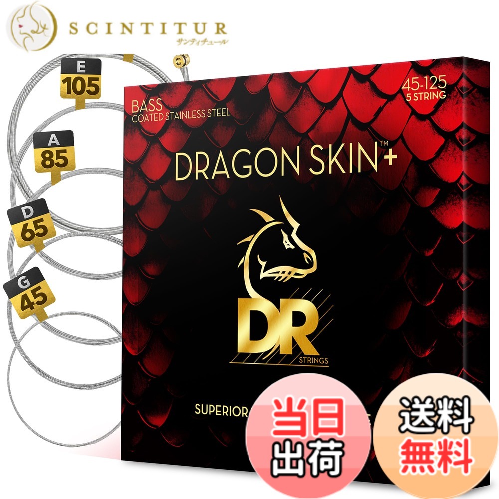 DR Strings (デーアール) 5弦 ベース弦 ステンレスを巻弦に採用 DBS5-45  色：シルバー、サイズ：DBS5-45 5 String Medium 45-125