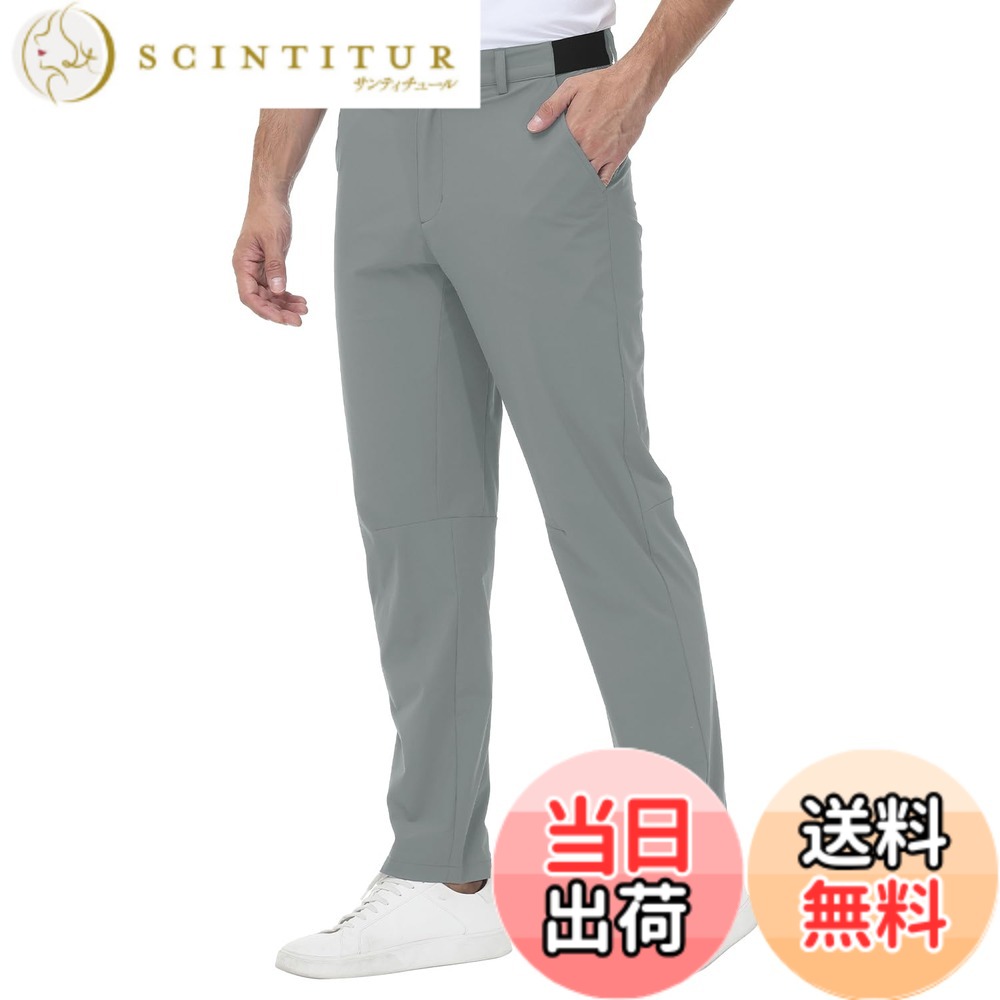 【送料無料】[Gopune] メンズ ゴルフパンツ ストレッチ ズボン 速乾 軽量 カジュアル ロングパンツ ハイキングウェア 登山着 日常着 色：01グレー、サイズ：3XL(4.0)