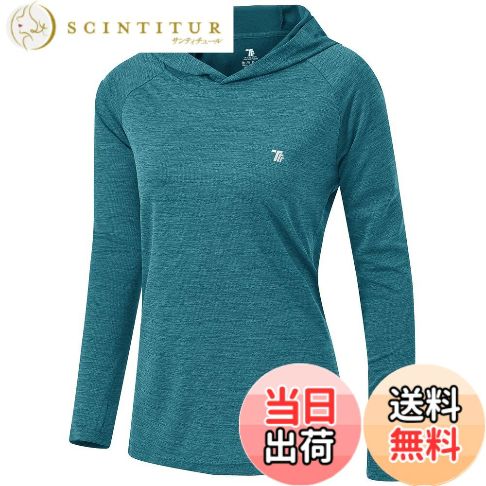 【送料無料】[Gopune] アウトドアシャツ レディース プルオーバー 長袖 スポーツ シャツ 長袖Tシャツ カットソー トレーニングシャツ フィットネスウェア UVカット フード付き 21色選択可 色：01ブルー、サイズ：2XL